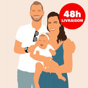 48H - Ilustración detallada personalizada PDF DIGITAL (pareja, familia, amigos, regalo, boda, embarazo, animales)