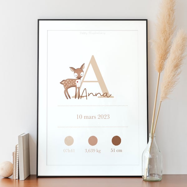 Cadeau - Naissance - Illustration personnalisée / anniversaire, grossesse, naissance, amis, famille, personalised gift, home decor