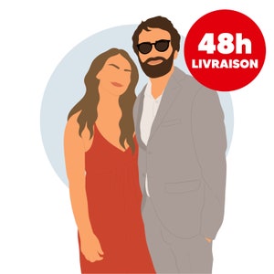 48H - Personalisierte minimalistische DIGITALE PDF-Illustration (Paar, Familie, Freunde, Geschenk, Hochzeit, Schwangerschaft, Tiere)