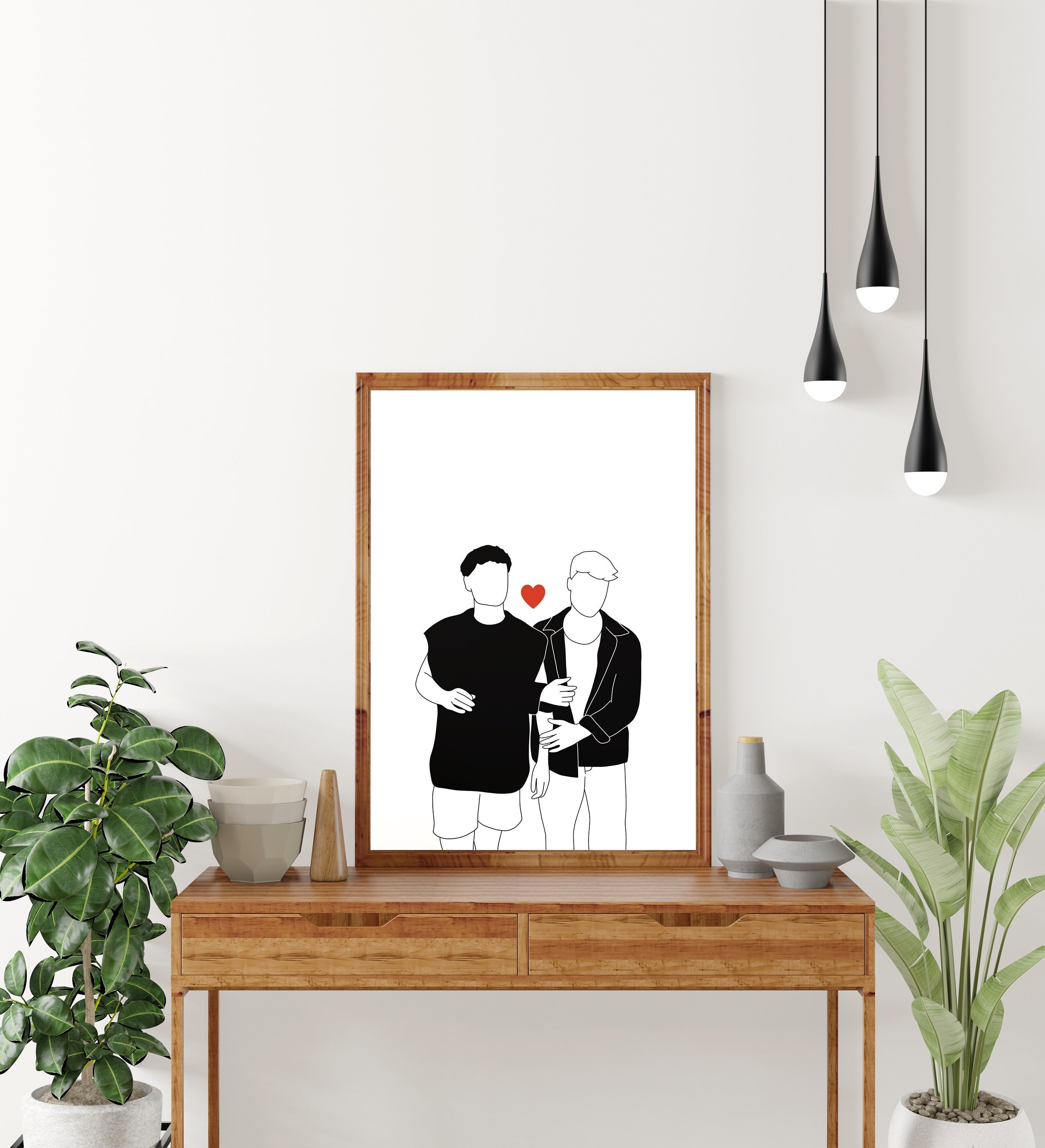 Illustration Personnalisée Noir & Blanc Pdf, A4, A3 | Mariage, Grossesse, Naissance, Amis, Famille, 