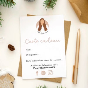Carte cadeau, bon d’achat : illustrations et cadeaux personnalisés (PDF, A5)