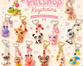 Llavero artesanal de tienda de mascotas - Adorno para bolso - Littlest Pet Shop - Pieza única