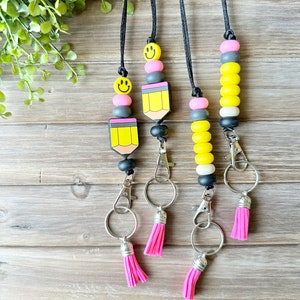 Teacher Pencil Themed Lanyard, Educator-Inspired ID Badge Holder, Classroom Accessory, Gift for Teachers, Teacher Appreciation, School Style