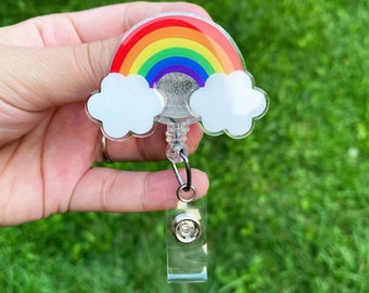 Rainbow badge reel  / Id holder / Name badge / Badge clip