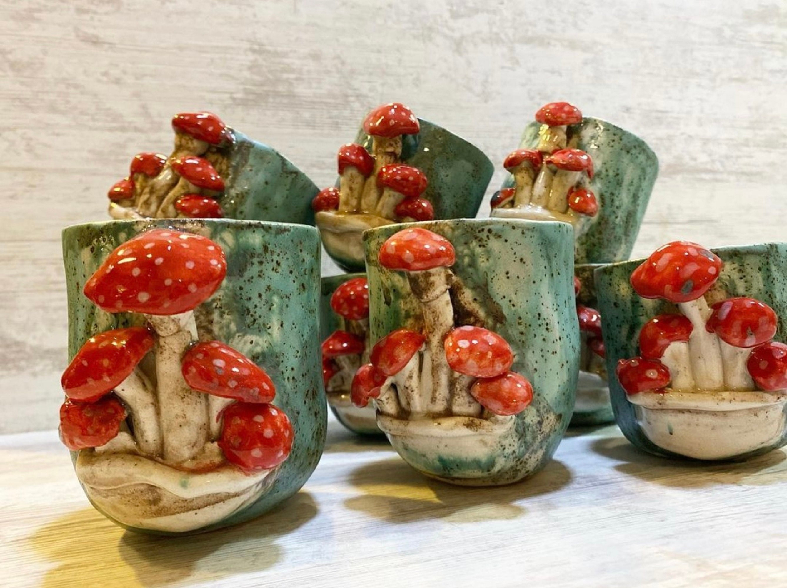 Colorful 3d Coffee Mug, Handmade Ceramic Mug, Rainbow Mug, Modern happy  coffee lover gift, Mushroom Mug, Cute Coffee Mugs, Ceramic Mug