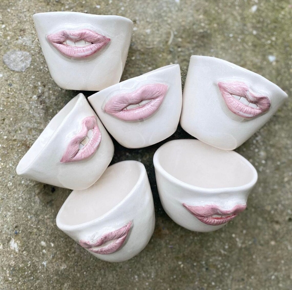 Handmade Matte Lips Ceramic Mug 6 oz 3D Lips Pottery Cup Etsy España