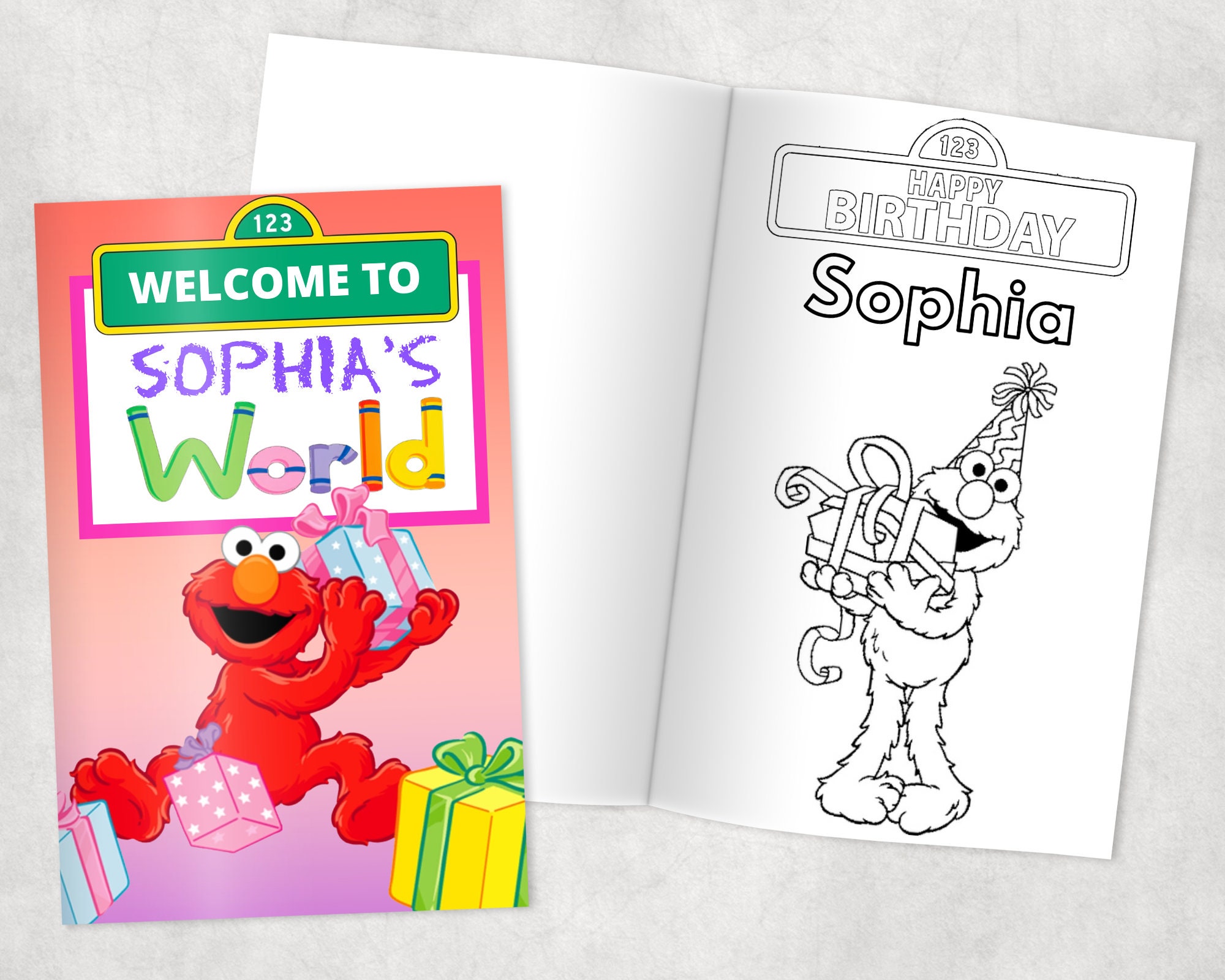 Personalized Elmo Coloring Book Party Favors Custom Party Etsy