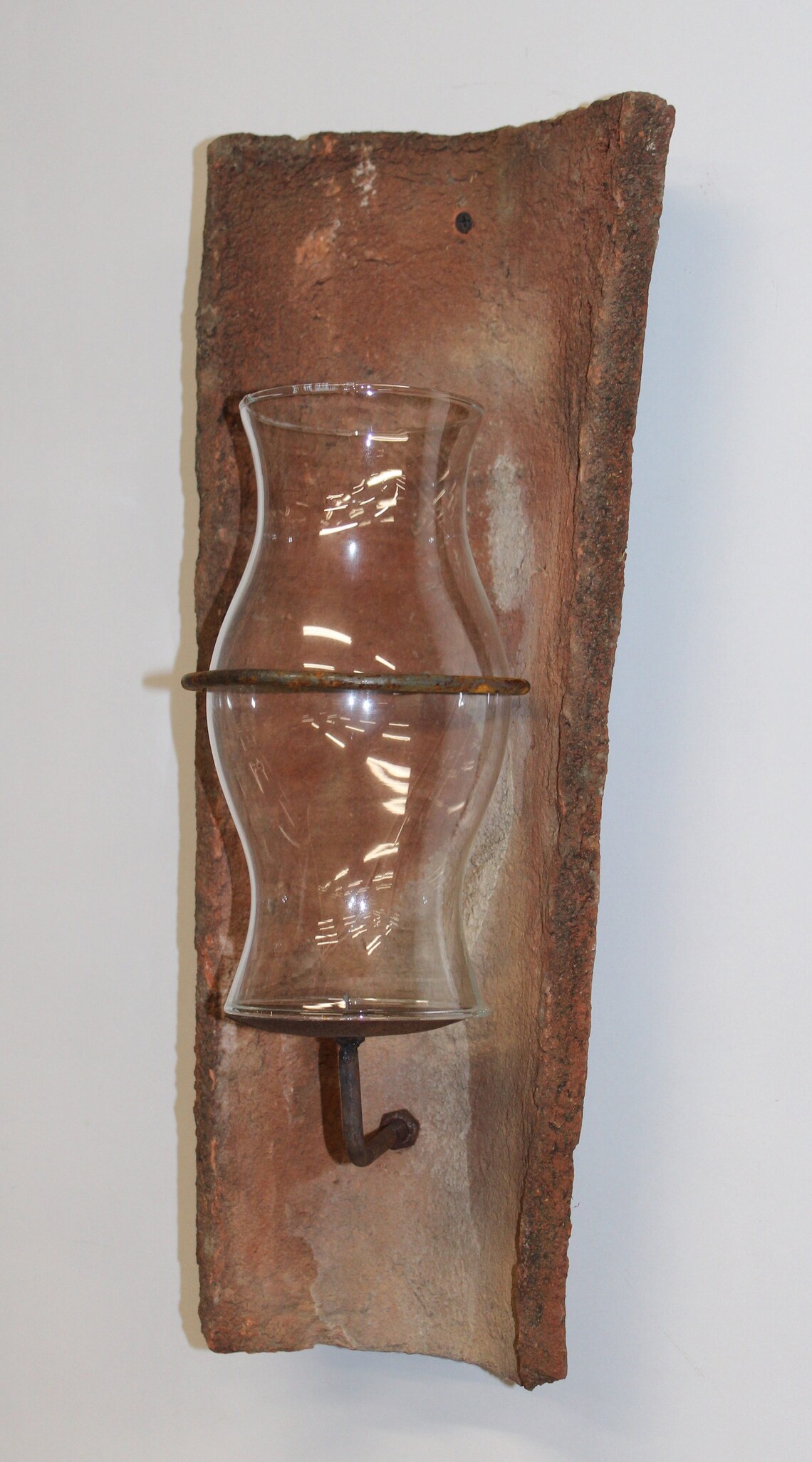 Vintage French Terracotta Candle Wall Sconces with Glass Shade Etsy