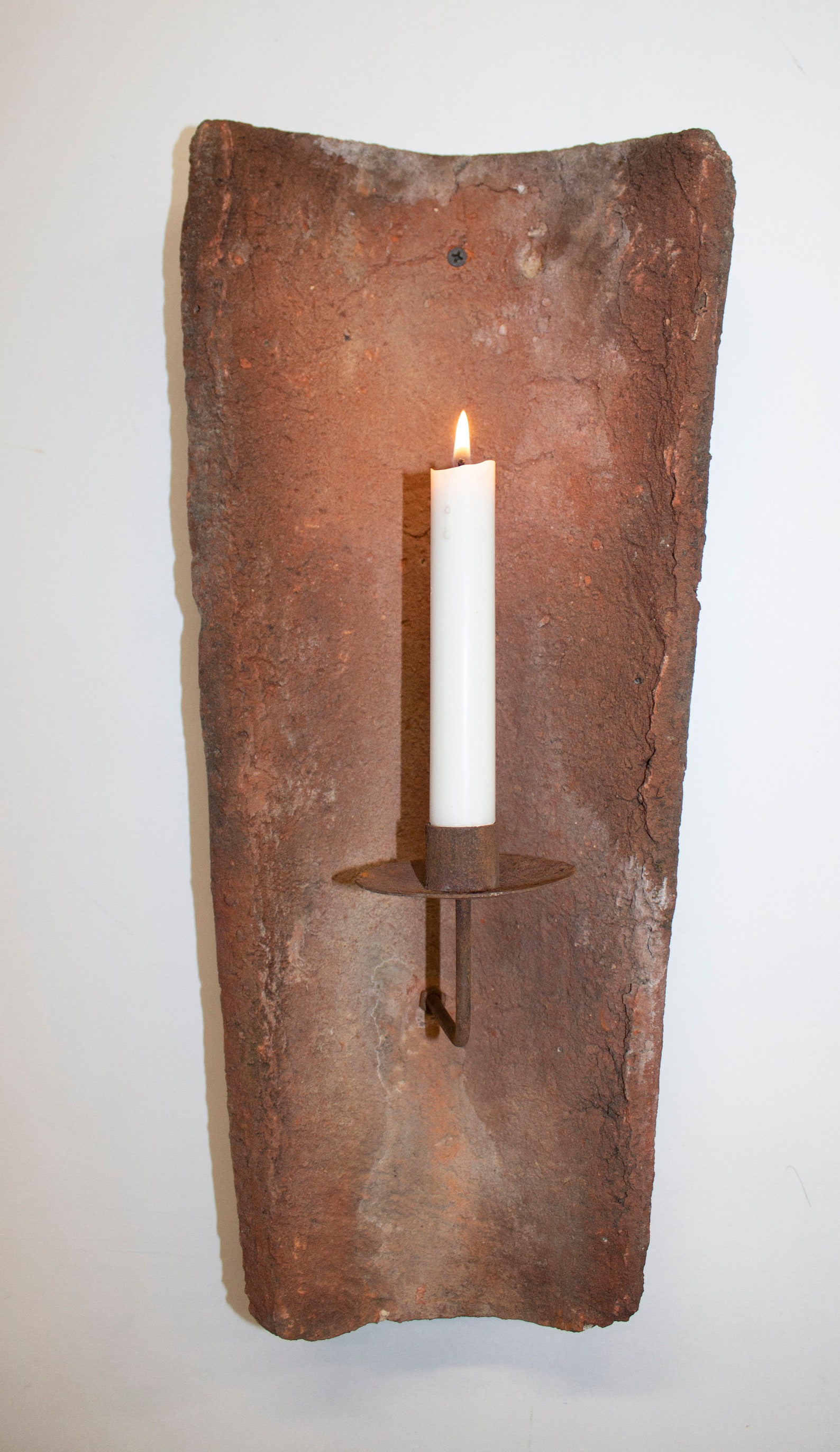 PAIR of Vintage French Terracotta Candle Wall Sconce for Single Tapper