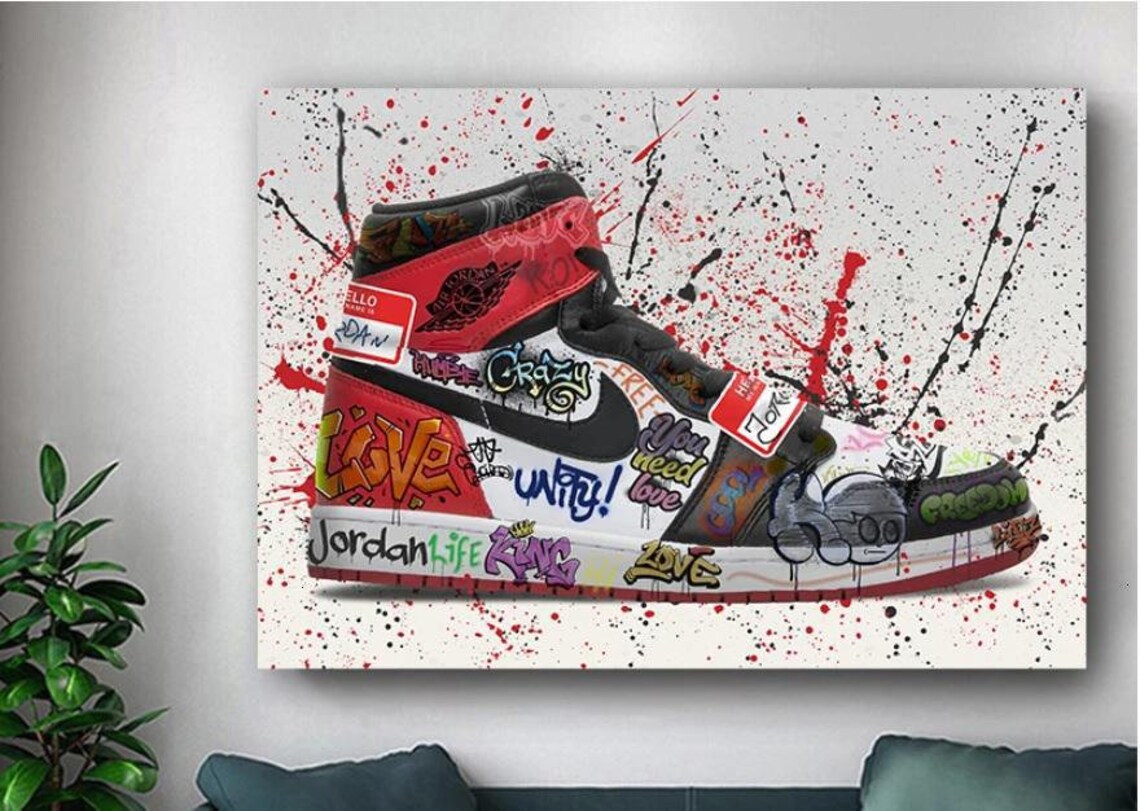 Jordan Graffiti Canvas Wall Art Home Decor Etsy