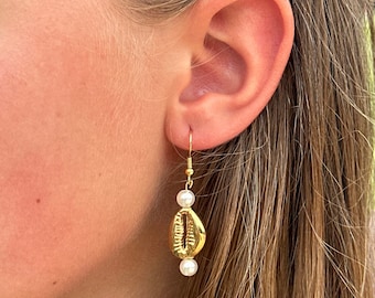 Gold & Pearl Shell Earrings | Nickel Free