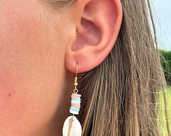 Puka Shell Heishi Stack Earring | Nickel Free