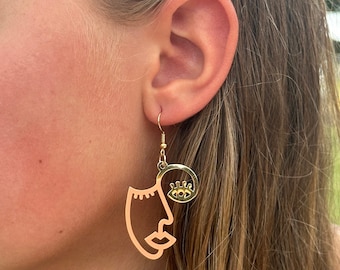 Abstract Female Face Earrings | Nickel Free