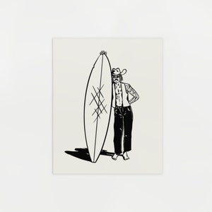 Surf Sheriff Cowboy Print - Black - Illustration Poster