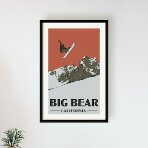 Big Bear California Poster - Ski Area Snowboarding Print