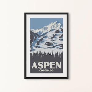 Affiche Aspen Colorado - Impression de domaine skiable de montagne