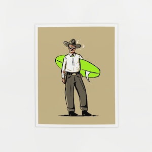 High Noon Print - Surf Cowboy - Western Illustration Poster
