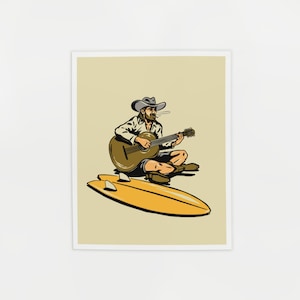 Surf Bum Print - Cowboy Illustration Poster