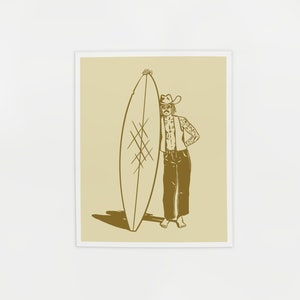 Surf Sheriff Cowboy Print - Brown - Illustration Poster