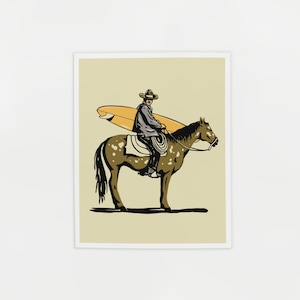 Póster Surf Seeker - Horseback Cowboy Print - Ilustração
