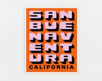 Ventura Retro California Poster - Surf Spot - Beach Print