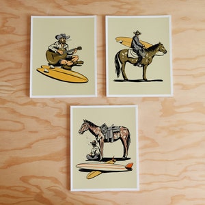 Dusty Surf Cowboy Series - Westerse illustratieposter