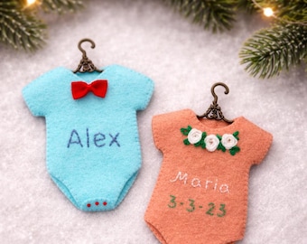 Babybody-Anhänger, Nähvorlage (PDF/SVG), personalisiertes Geschenk, Filzvorlage, Weihnachtsschmuck, erstes Weihnachtsfest für Babys