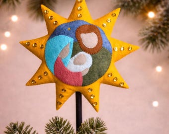 Christmas Star Sewing Pattern PDF SVG, Felt Tree Topper Pattern, DIY Christmas Ornament, Handmade Holiday Decor, Felt Ornament Template