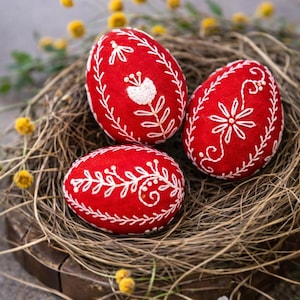 Felt eggs sewing pattern, Pysanka, Embroidered eggs, scandinavian decor, Easter eggs, embroidery patterns, Download for DIY, Folk art decor