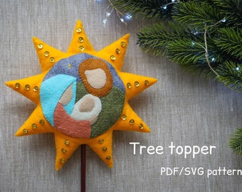 Patron étoile pour décoration d'arbre, patron PDF SVG, décoration de la nativité, étoile de Noël, motifs en feutre, décoration d'arbre de Noël