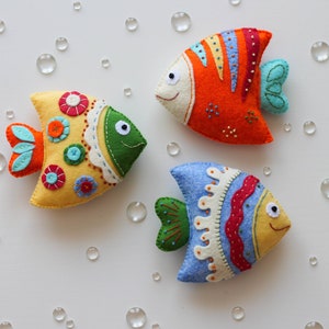 Felt Fishes sewing Pattern, felt pattern PDF SVG, baby mobile pattern, felt ornaments, Under the Sea pdf, ocean pattern, Christmas ornaments