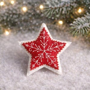 Patron de couture ornement étoile en feutre : décoration de sapin de Noël brodée (PDF SVG)