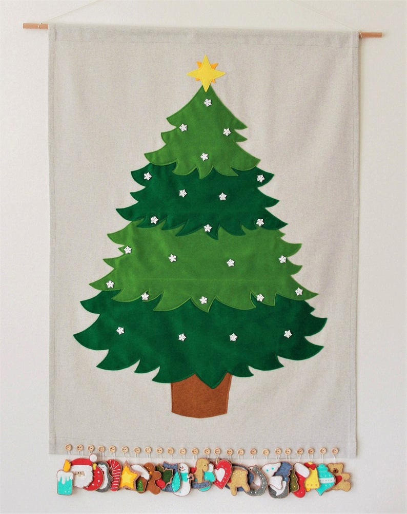 Christmas Tree Advent Calendar, PDF sewing Pattern, Christmas decor pattern, felt ornaments Nativity Advent, 24 christmas ornaments image 4