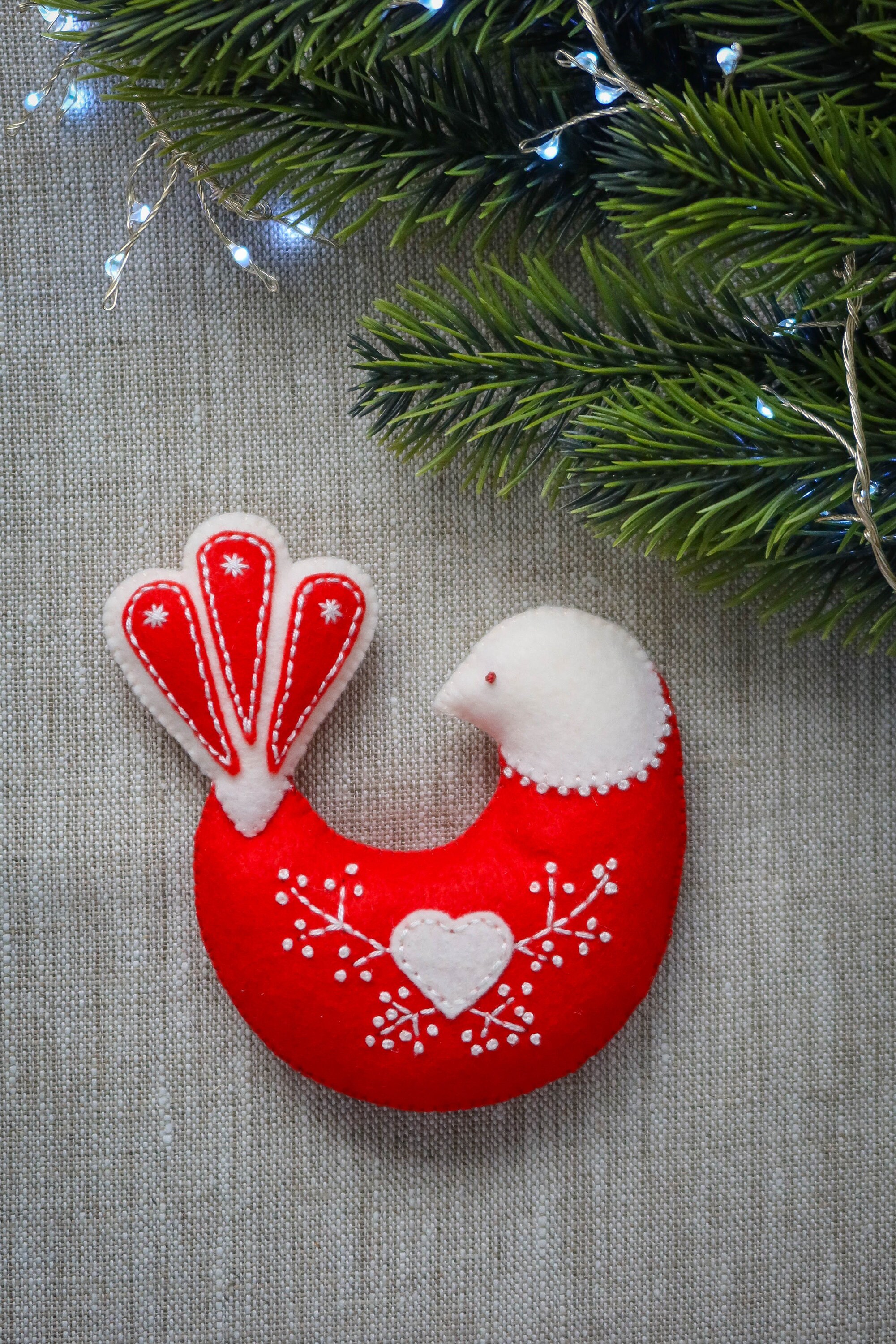 Fabric Bird Christmas Tree Ornament Sewing Pattern & VIDEO