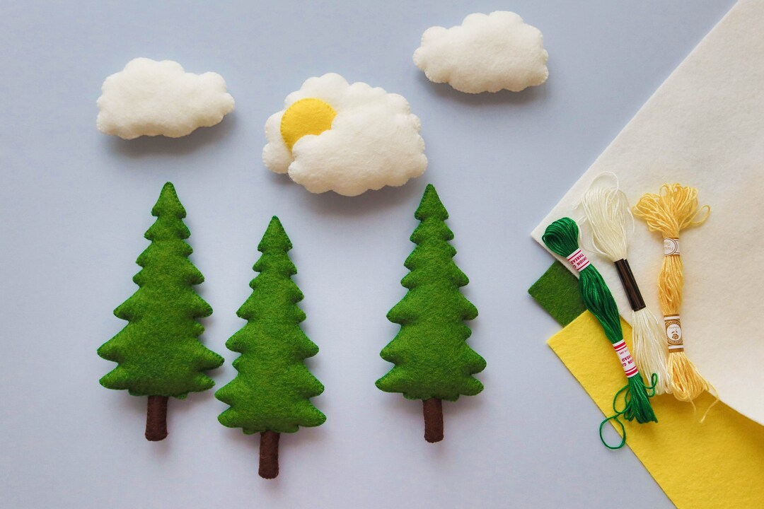 Tree, Clouds, Sun Sewing Pattern, PDF SVG Felt Patterns, Baby Mobile ...