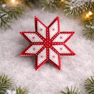 Patrón de costura de estrella escandinava: Adorno navideño de fieltro (PDF SVG)