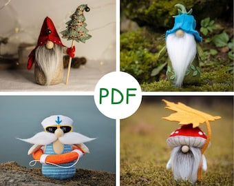 Felt Seasonal Gnomes: Spring, Summer, Autumn, Christmas (PDF SVG Sewing Patterns), felt ornaments