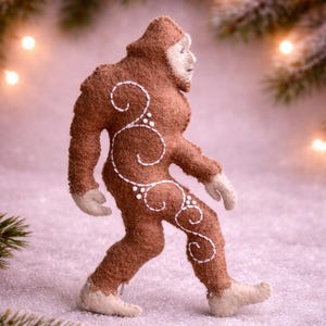 Bigfoot-vilten kerstversiering naaipatroon (pdf/svg), unieke kerstversiering, grappig cadeau