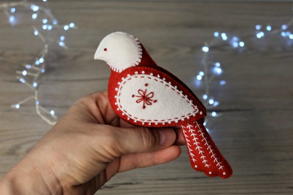 Fabric Bird Christmas Tree Ornament Sewing Pattern & VIDEO