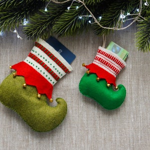 Elfen Strumpf Schnittmuster, PDF SVG Filz Schnittmuster, Geschenk Geld und Kartenhalter, Weihnachtsschmuck, Weihnachtsdekor, Weihnachts Ausverkauf