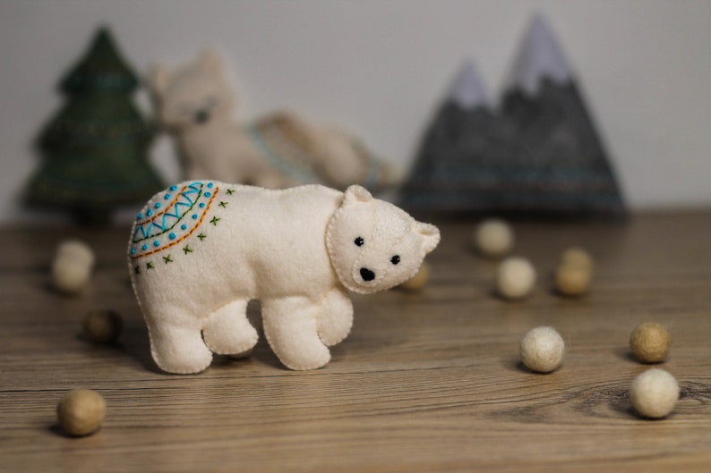 baby mobile christmas ornaments |Felt Animal Instant Download Polar Bear Pattern PDF