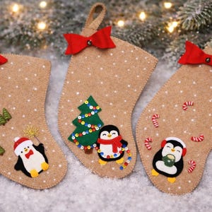 Pinguin Weihnachtsstrumpf Filz Schnittmuster PDF, SVG