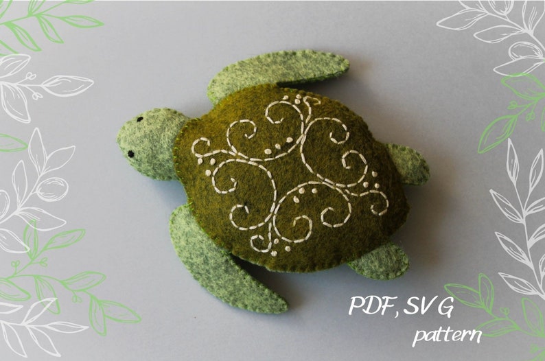 Turtle Sewing Pattern Felt Ornament PDF SVG Ocean Felt - Etsy