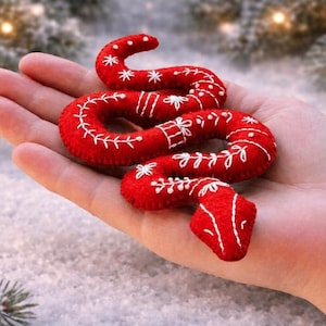 Patrón de costura para adorno de serpiente de fieltro: adorno navideño, decoración escandinava (PDF/SVG)