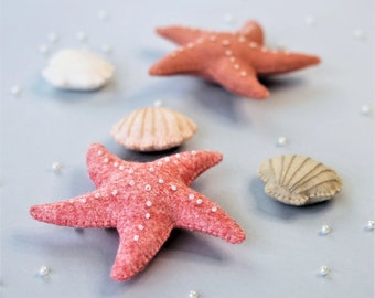 Seashells and Starfish sewing pattern, felt ornaments,PDF SVG felt pattern, baby mobile, garland pattern, Under the Sea, Christmas ornaments