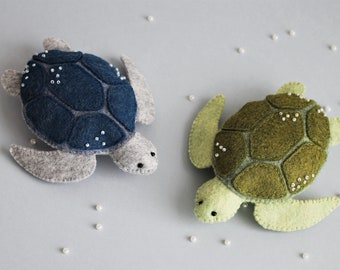 Felt Sea Turtle sewing pattern, felt ornament, Ocean pattern, SVG PDF Pattern, baby mobile, felt animals, Blue turtle, Christmas ornament