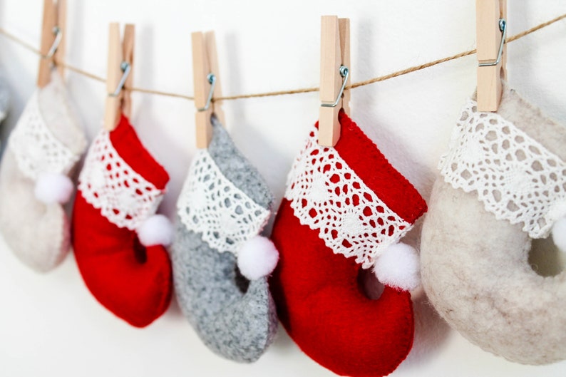 Mini Christmas Stockings sewing pattern, Christmas ornament, felt pattern, felt garland, home decor, christmas clearance image 8