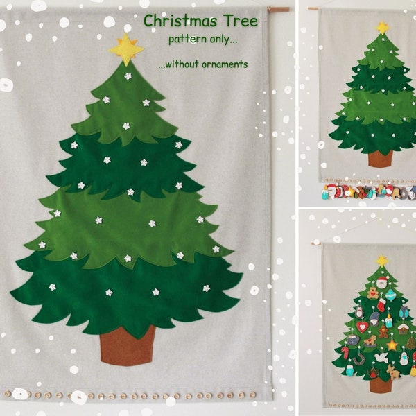 PATRÓN Calendario de Adviento / Patrón de fieltro de árbol de Navidad / calendario de cuenta regresiva / Patrón de decoración navideña / liquidación navideña de fieltro