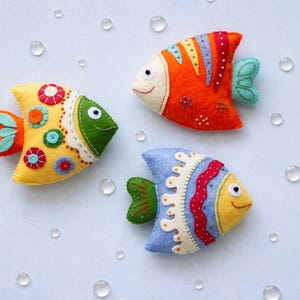 Felt Fishes sewing Pattern, felt pattern PDF SVG, baby mobile pattern, felt ornaments, Under the Sea pdf, ocean pattern, Christmas ornaments