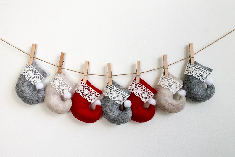 Mini Christmas Stockings sewing pattern, Christmas ornament, felt pattern, felt garland, home decor, christmas clearance image 4